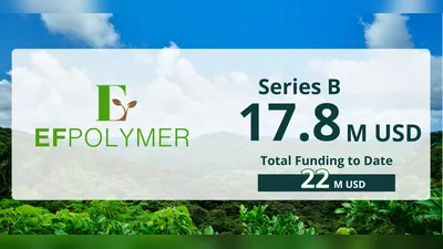 Schild mit der Summe von 17,8 Millionen US-Dollar der Serie B über einem grünen Feld